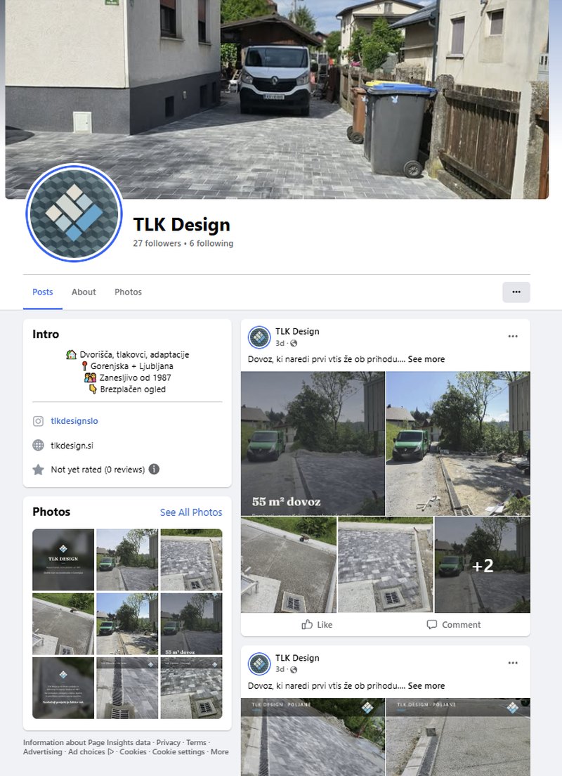 Stran TLK Design na Facebooku