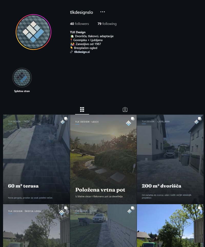 Profil TLK Design na Instagramu